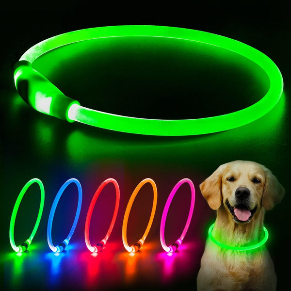 LED Dog Collar USB Rechargeable Glowing Pet Collars Lighted Up Safety Necklace Glow In The Dark For You Your Dogs